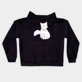 White Kitty with a Pink Bow Kids Hoodie